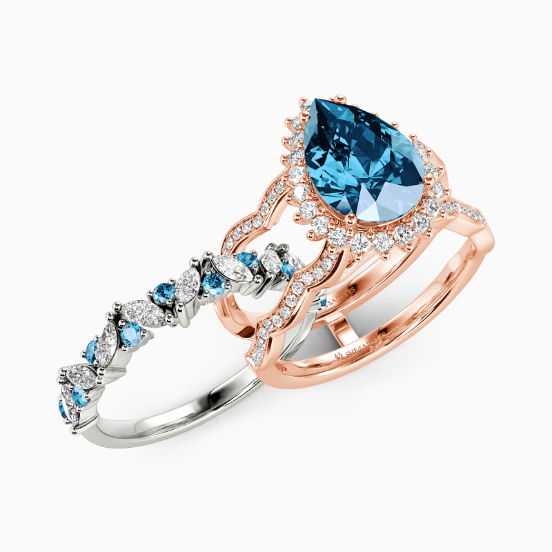"Call of the Ocean" Pear Cut Bridal Set