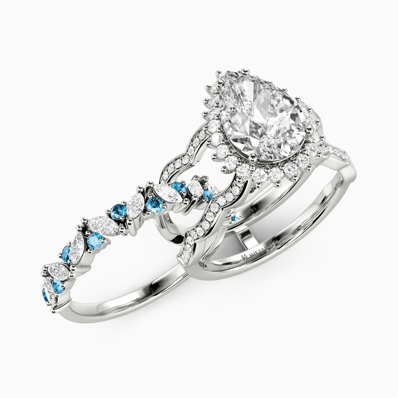 "Call of the Ocean" Pear Cut Bridal Set