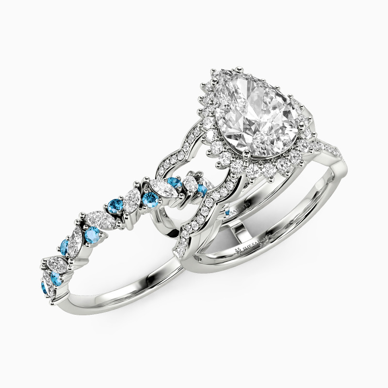 "Call of the Ocean" Pear Cut Bridal Set