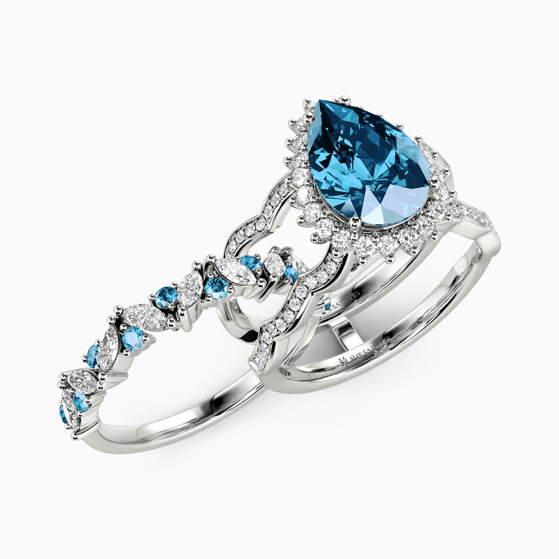 "Call of the Ocean" Pear Cut Bridal Set