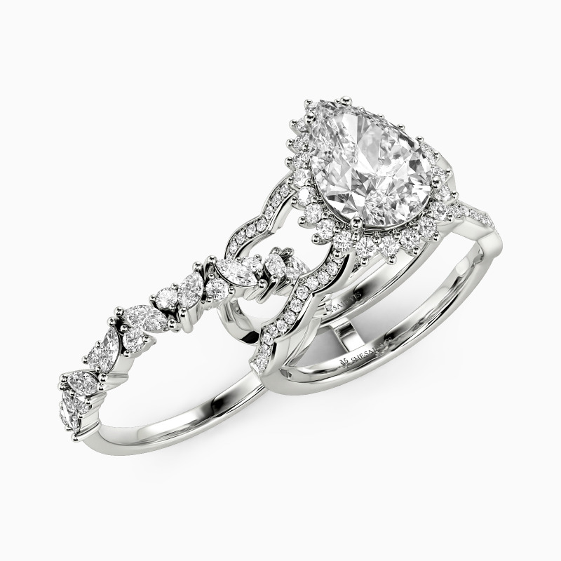 "Call Of The Ocean" Pear Cut Bridal Set