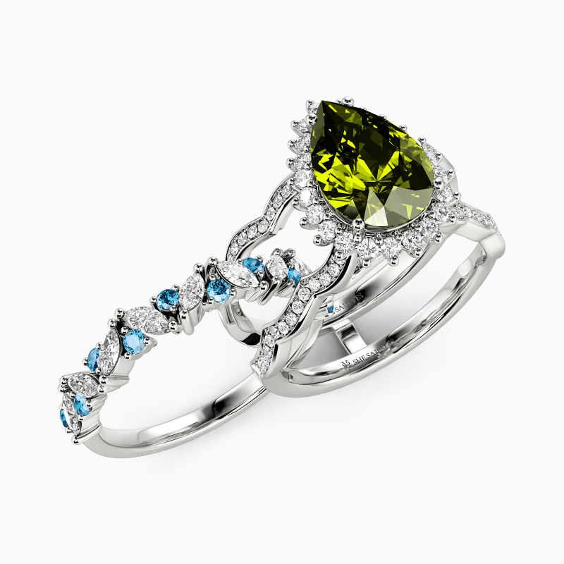 "Call of the Ocean" Pear Cut Bridal Set