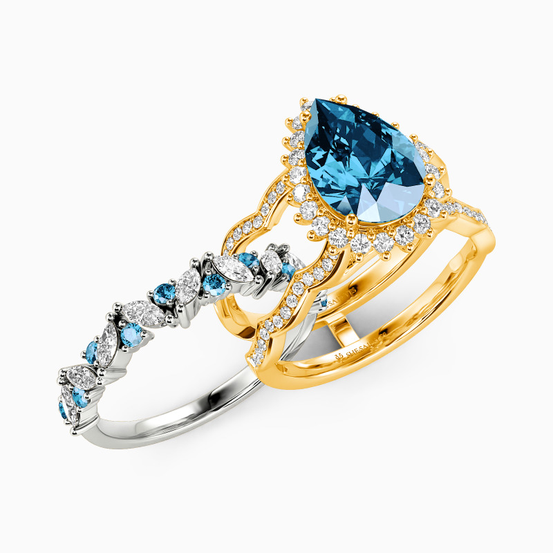 "Call Of The Ocean" Pear Cut Bridal Set