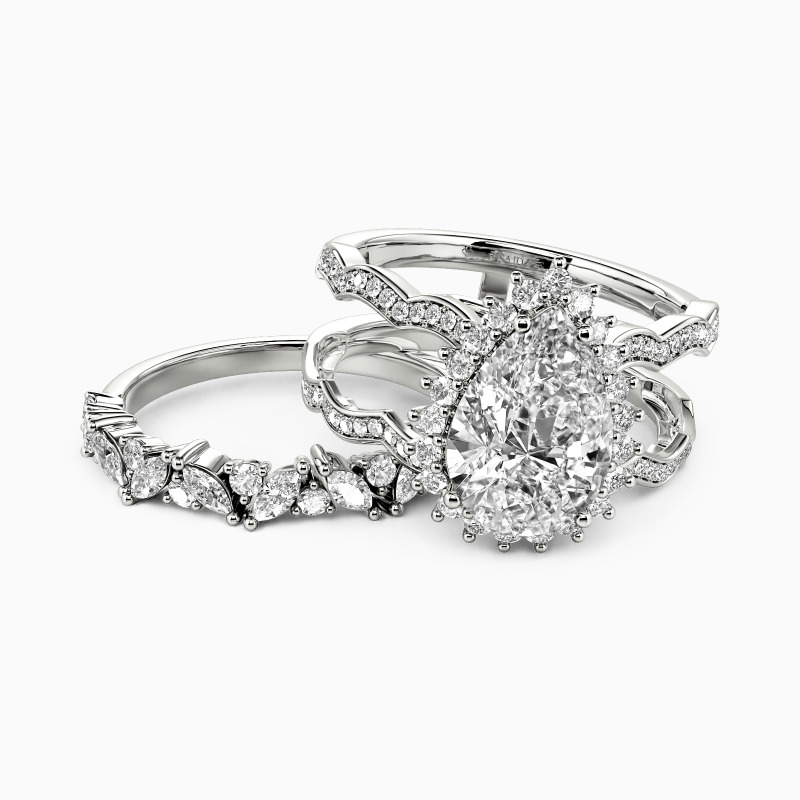 "Call Of The Ocean" Pear Cut Bridal Set