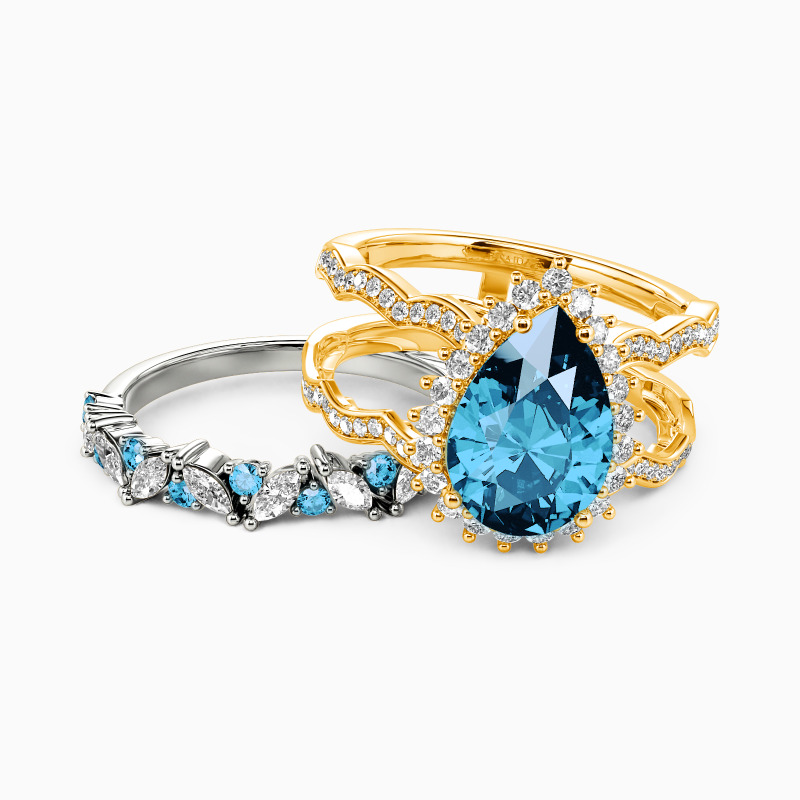 "Call Of The Ocean" Pear Cut Bridal Set