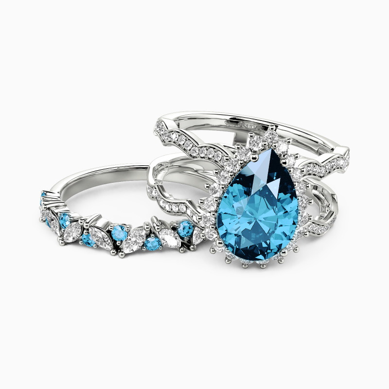 "Call Of The Ocean" Pear Cut Bridal Set