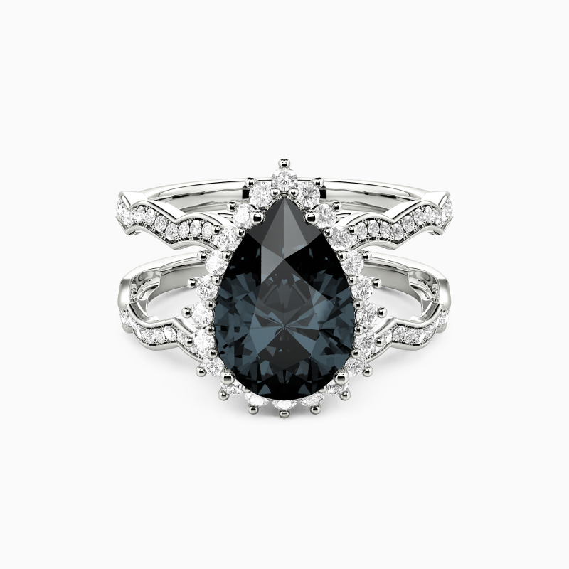 "Call of the Ocean" Pear Cut Double Band Engagement Ring