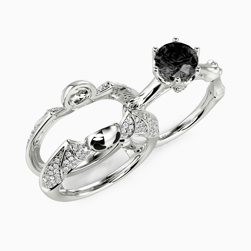 "In Dark Love" Round Cut Bridal Set