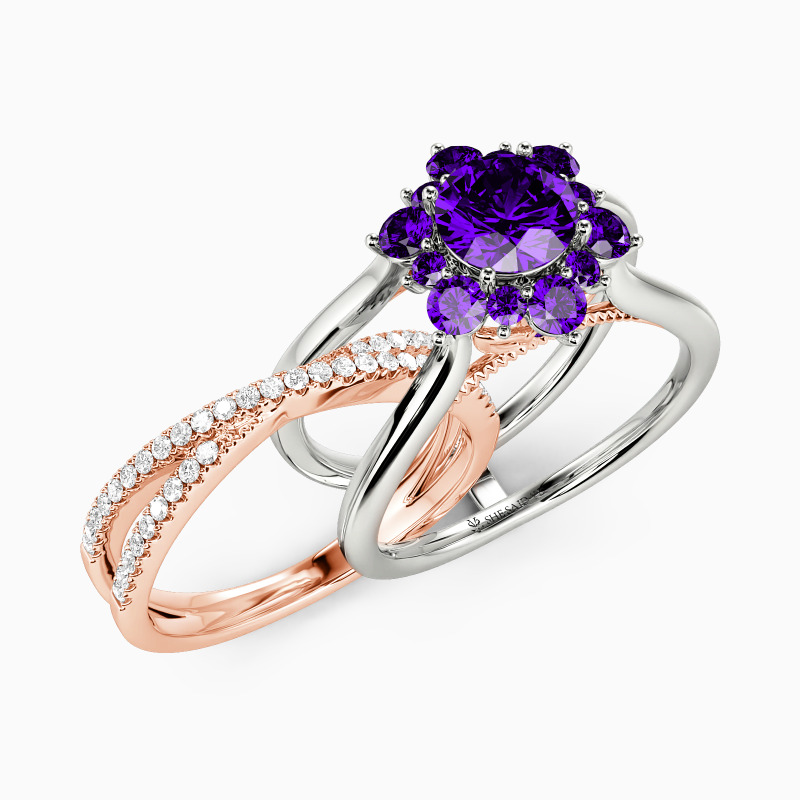 "Tales of Love" Round Cut Cluster Bridal Set