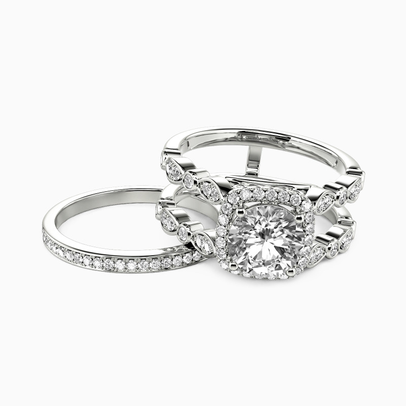 "Old Time Melody" Round Cut Bridal Set