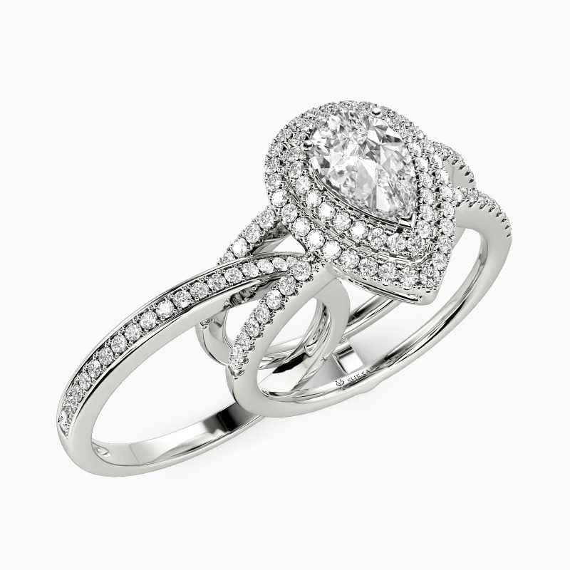 "Blushing Beloved" Pear Cut Bridal Set