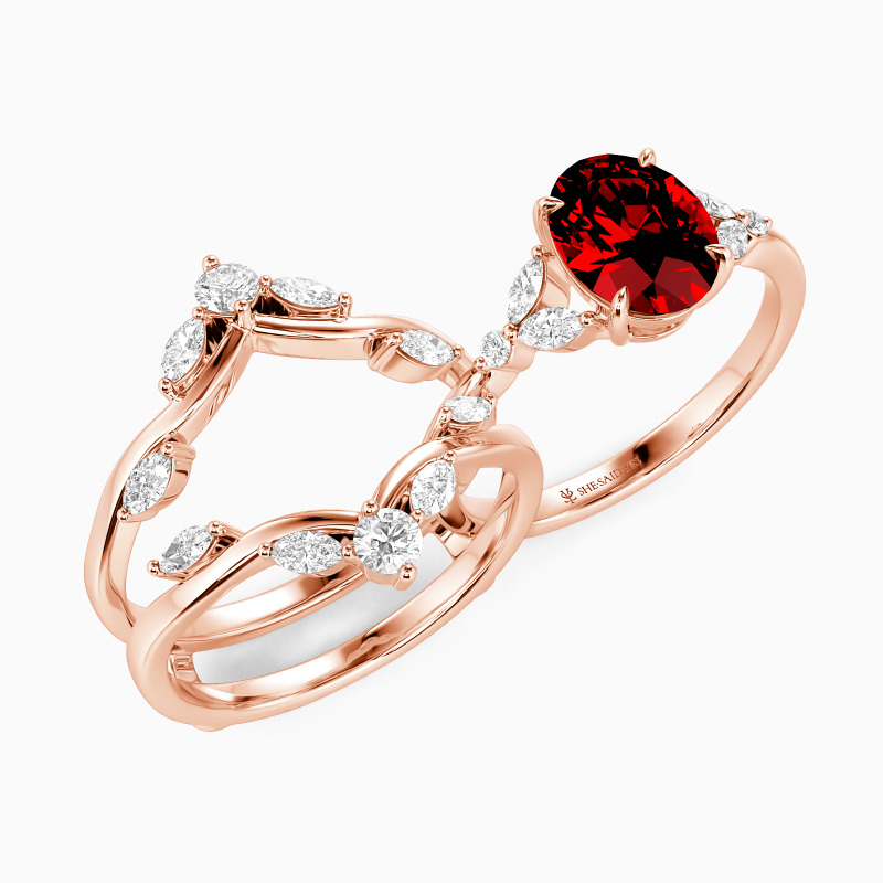 "Love Is All Around" Oval Cut Cluster Bridal Set