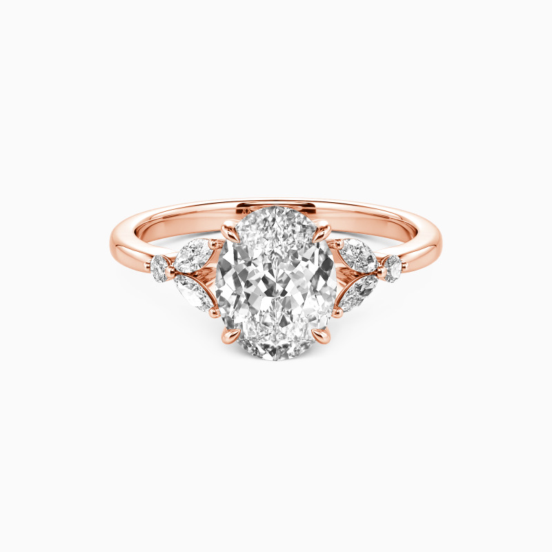 "Love Is All Around" Oval Cut Side Stone Engagement Ring