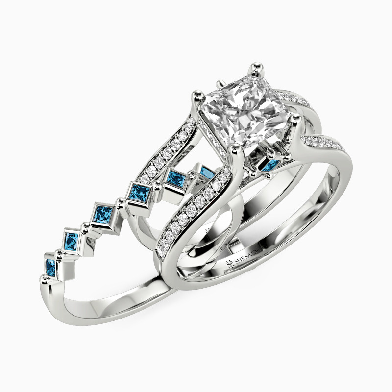 "Mirror Reflection" Radiant Cut Bridal Set