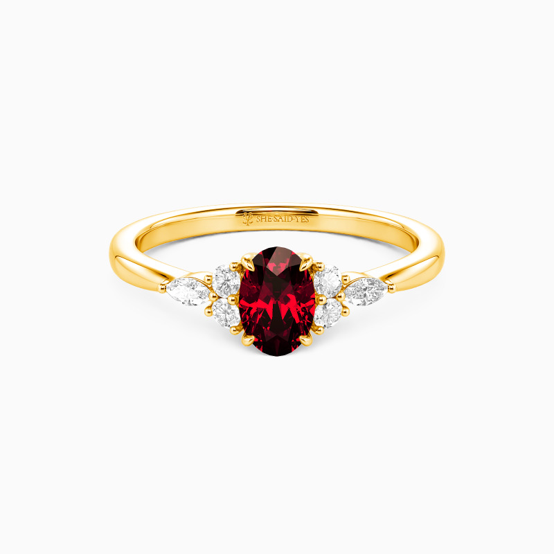 "All of Me" 0.5ct Oval Cut Cluster Side Stone Engagement Ring