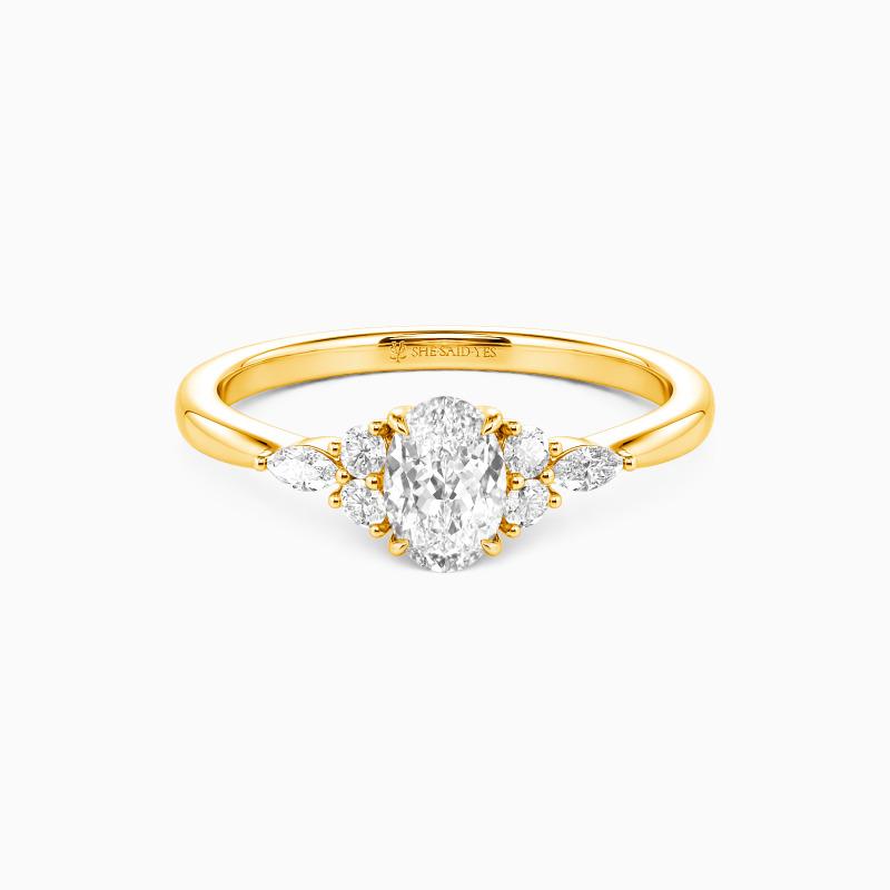 "All of Me" 0.5ct Oval Cut Cluster Side Stone Engagement Ring