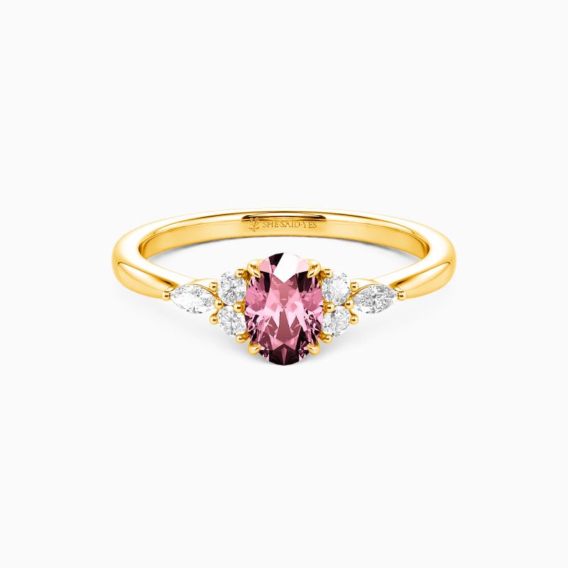 "All of Me" 0.5ct Oval Cut Cluster Side Stone Engagement Ring