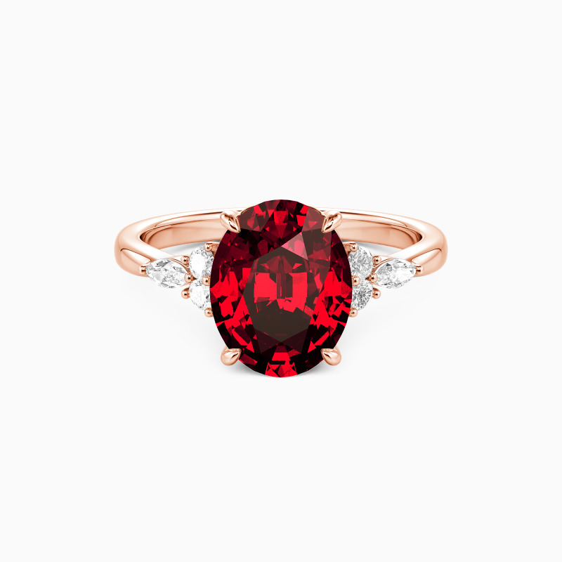 "All of Me" 2ct Oval Cut Cluster Side Stone Engagement Ring