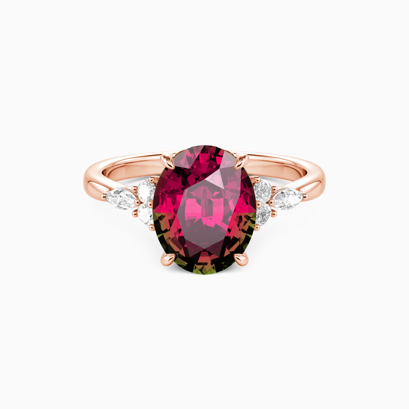 "All of Me" 2ct Oval Cut Cluster Side Stone Engagement Ring