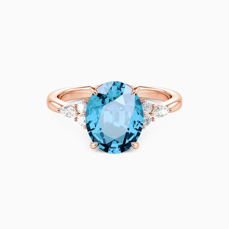 "All of Me" 2ct Oval Cut Cluster Side Stone Engagement Ring