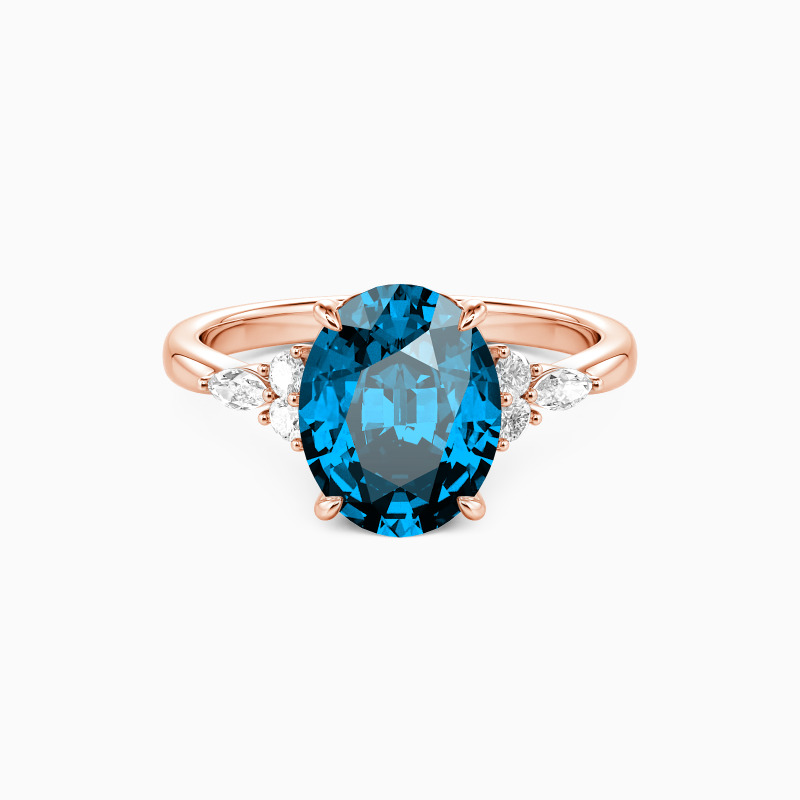 "All of Me" 2ct Oval Cut Cluster Side Stone Engagement Ring