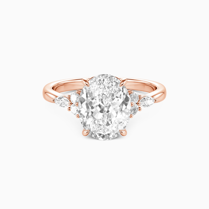 "All of Me" 2ct Oval Cut Cluster Side Stone Engagement Ring