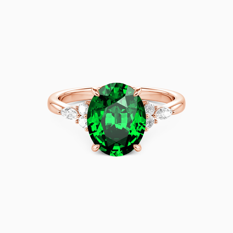 "All of Me" 2ct Oval Cut Cluster Side Stone Engagement Ring