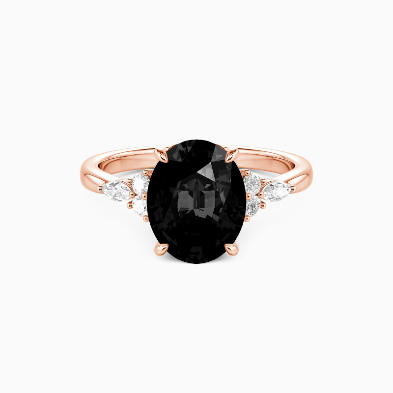 "All of Me" 2ct Oval Cut Cluster Side Stone Engagement Ring