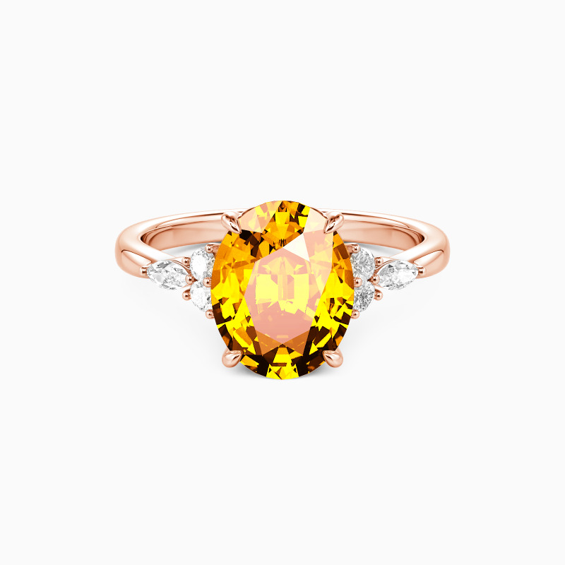 "All of Me" 2ct Oval Cut Cluster Side Stone Engagement Ring