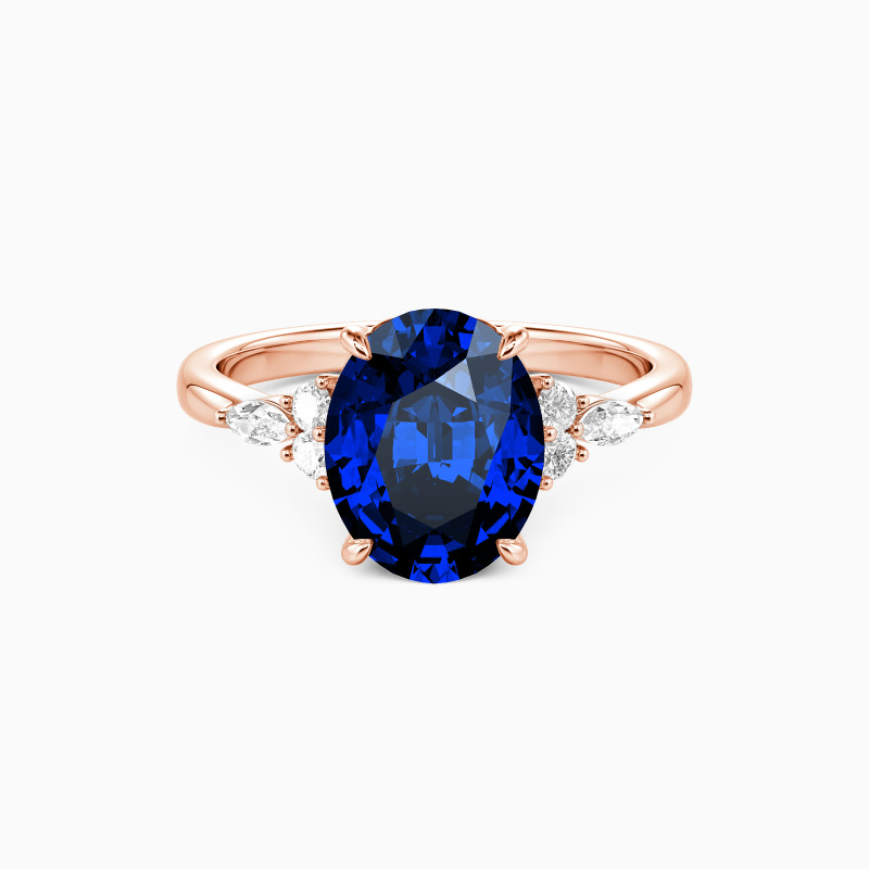 "All of Me" 2ct Oval Cut Cluster Side Stone Engagement Ring