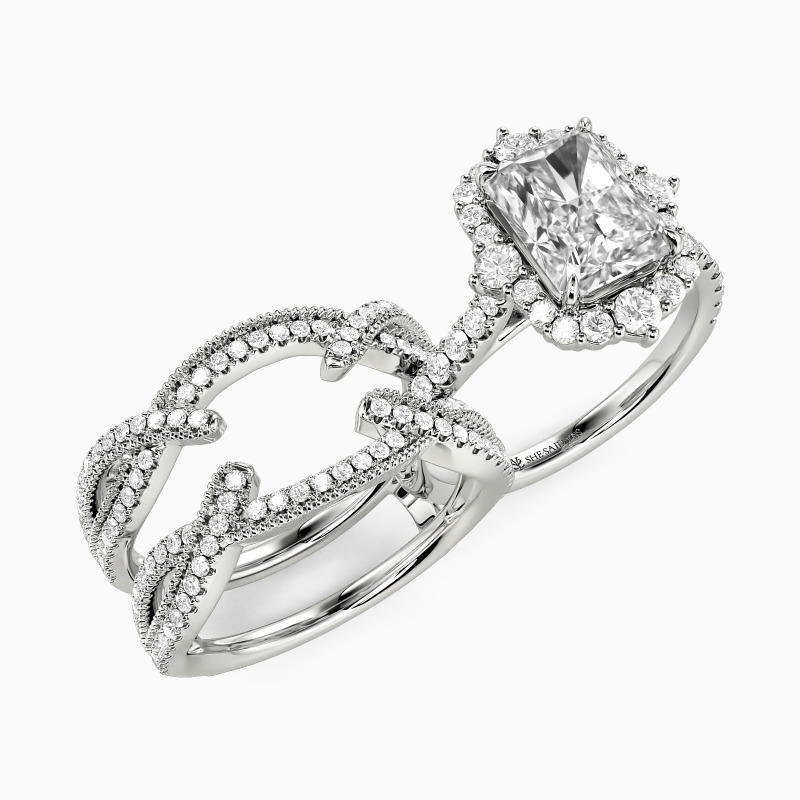 "Amazed by You" Radiant Cut Ring Set
