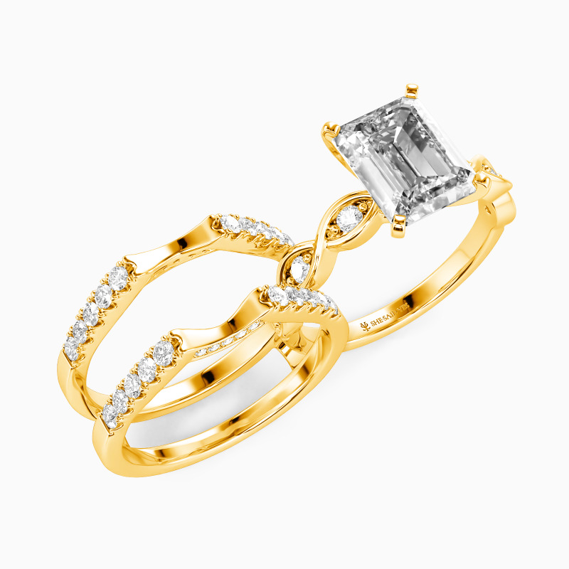 "The First Note of Forever" Emerald Cut Bridal Set