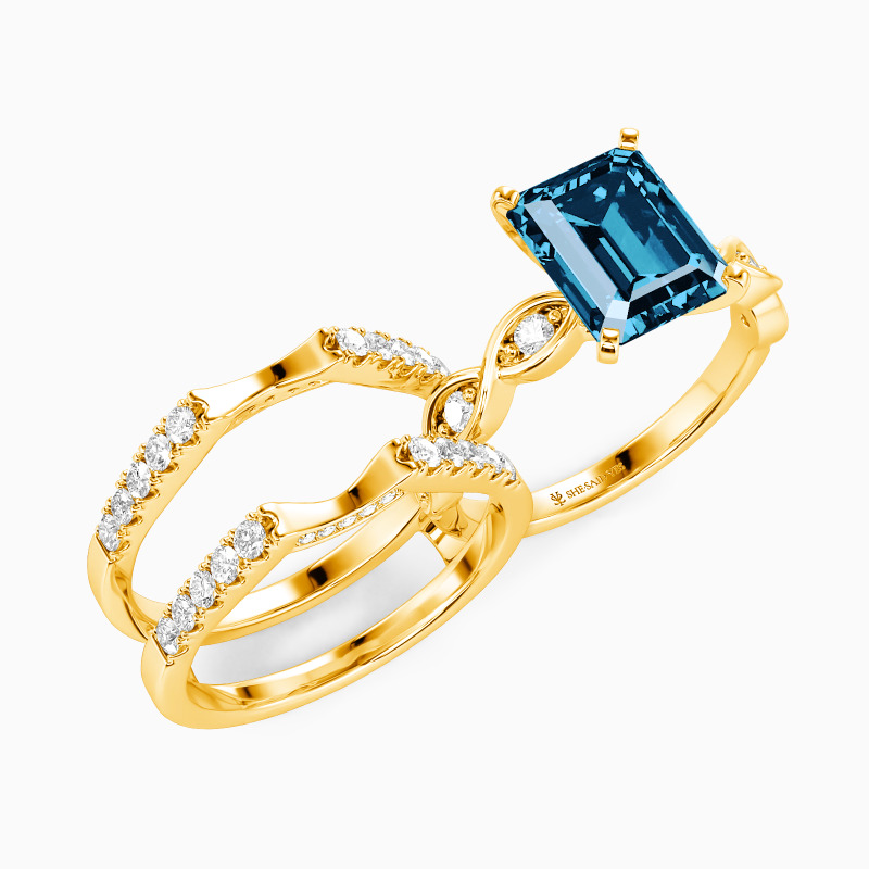 "The First Note of Forever" Emerald Cut Bridal Set