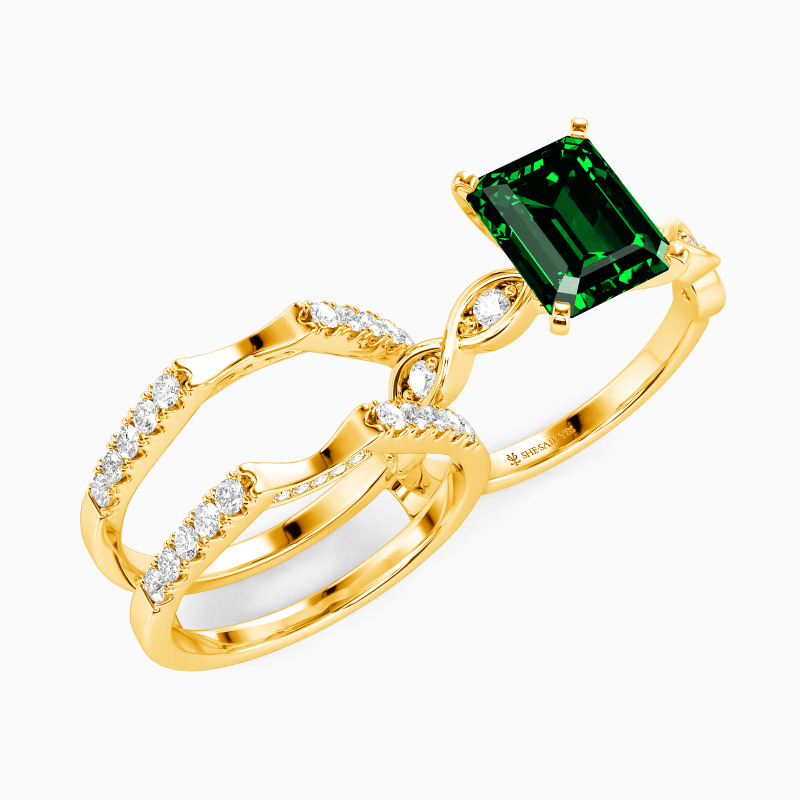 "The First Note of Forever" Emerald Cut Bridal Set