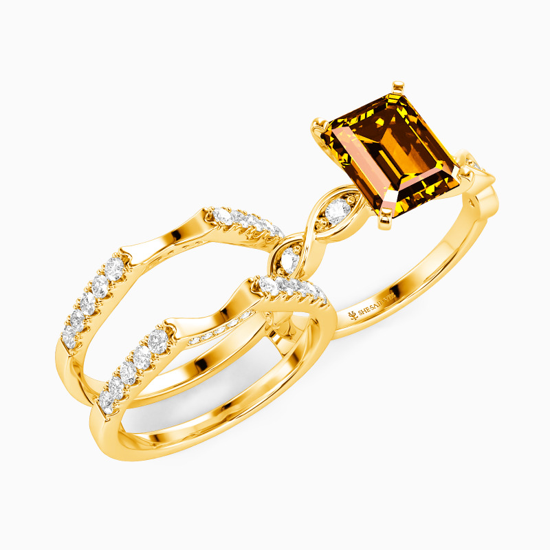 "The First Note of Forever" Emerald Cut Bridal Set