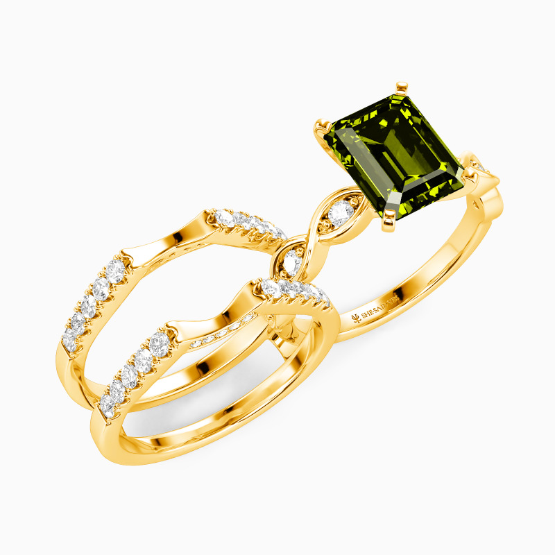 "The First Note of Forever" Emerald Cut Bridal Set