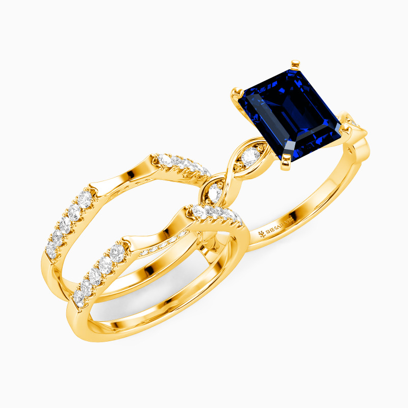 "The First Note of Forever" Emerald Cut Bridal Set