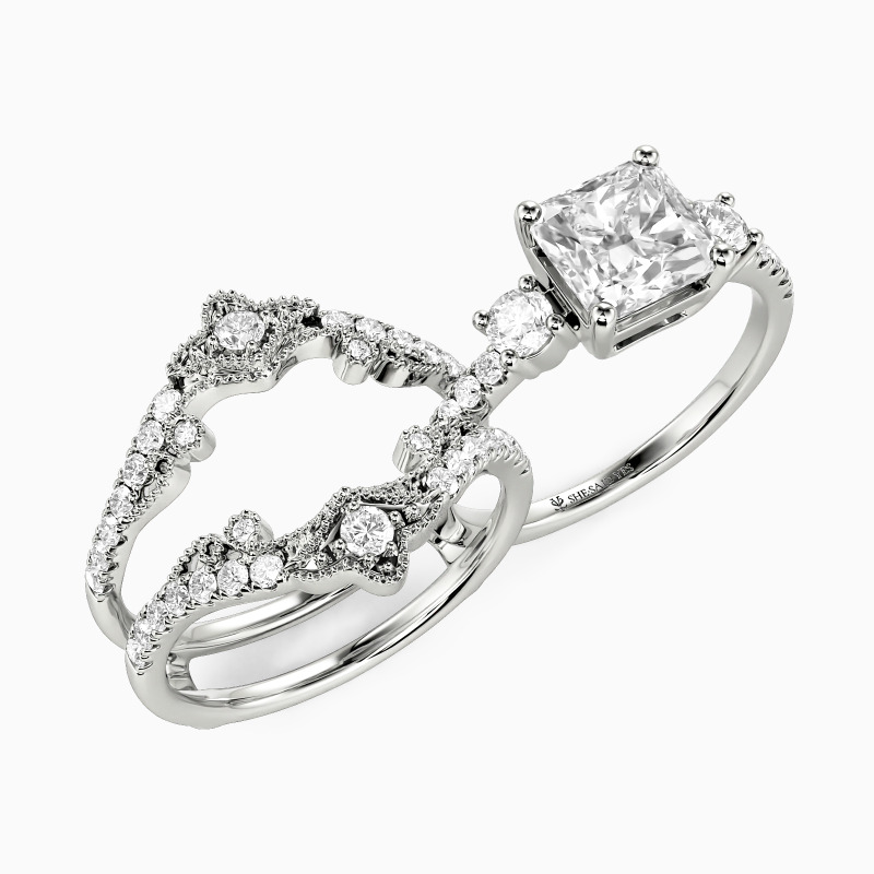 "Unser Unbeschriebenes Kapitel" Radiant-Schliff Brautschmuck-Set
