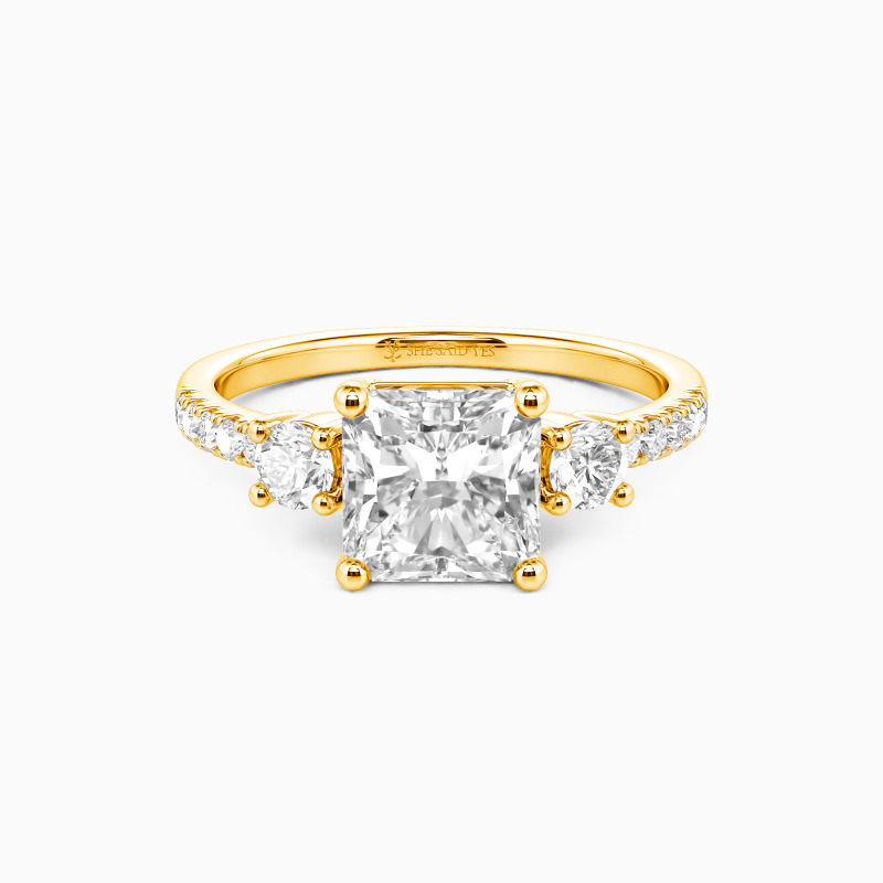 "Our Unwritten Chapter" Radiant Cut Three Stone Engagement Ring