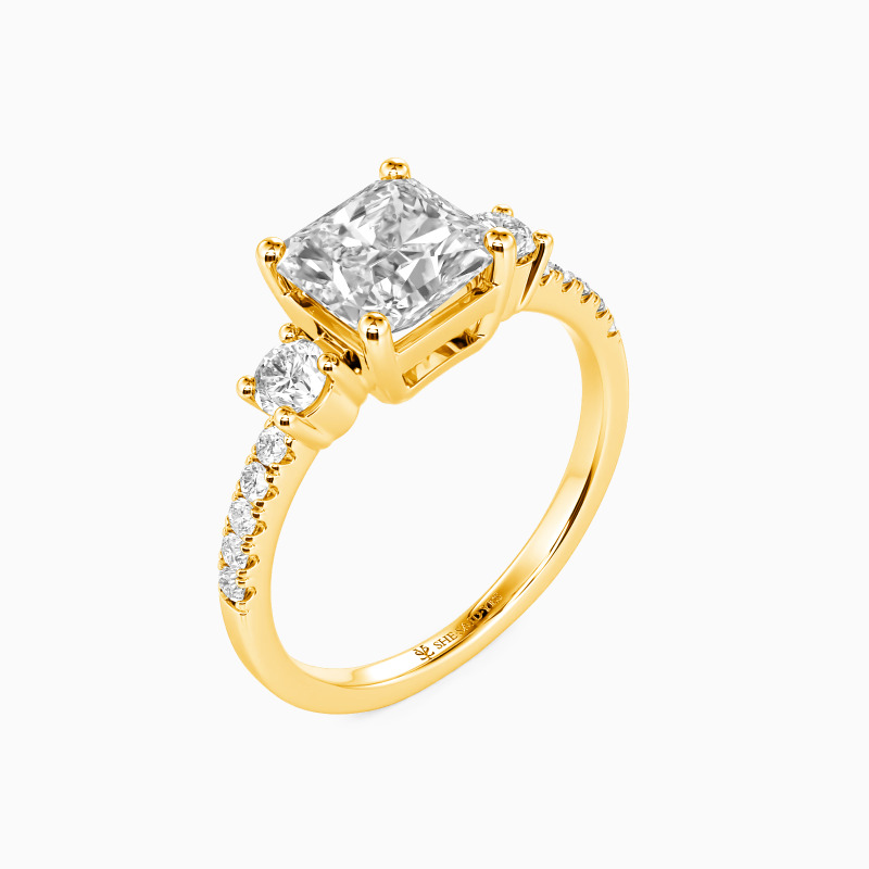 "Our Unwritten Chapter" Radiant Cut Three Stone Engagement Ring