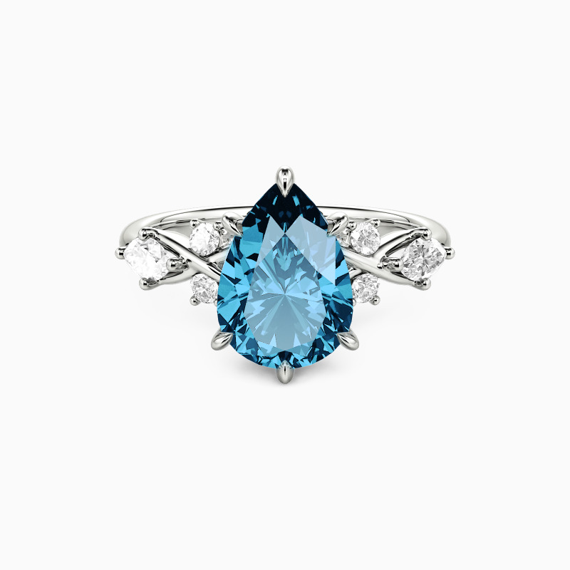 "The Serendipitous Sparkle" Pear Cut Side Stone Engagement Ring