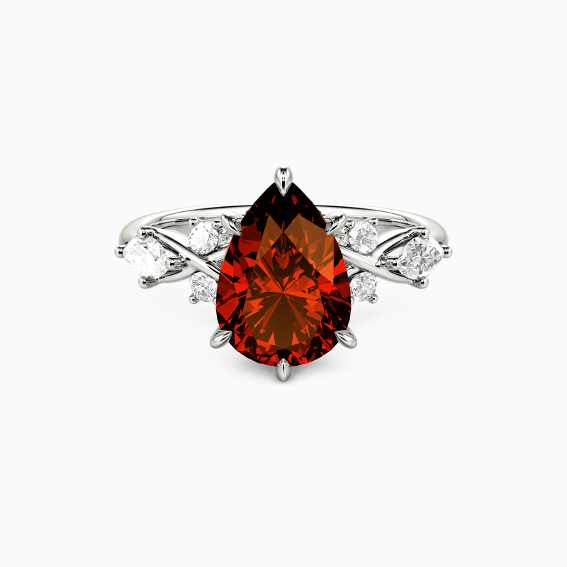 "The Serendipitous Sparkle" Pear Cut Side Stone Engagement Ring