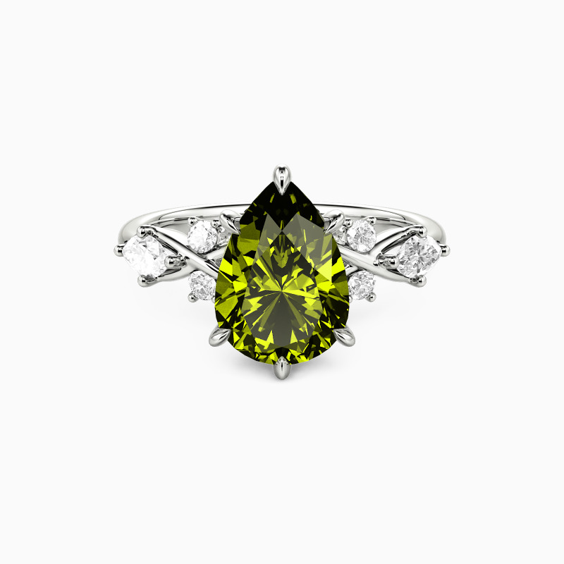 "The Serendipitous Sparkle" Pear Cut Side Stone Engagement Ring