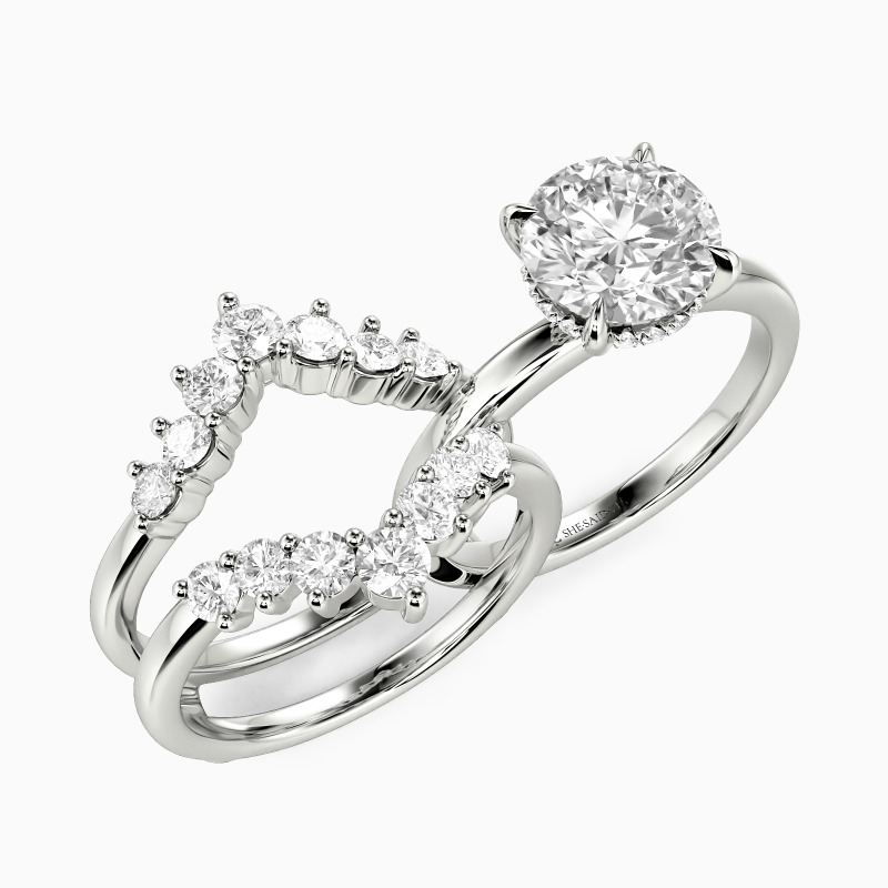 "Fou de Toi" Parure de mariage sertie de diamants ronds en grappe