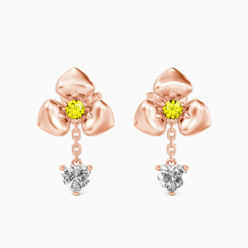 "Danse Florale" Boucles d'Oreilles Tombantes Taille Cœur