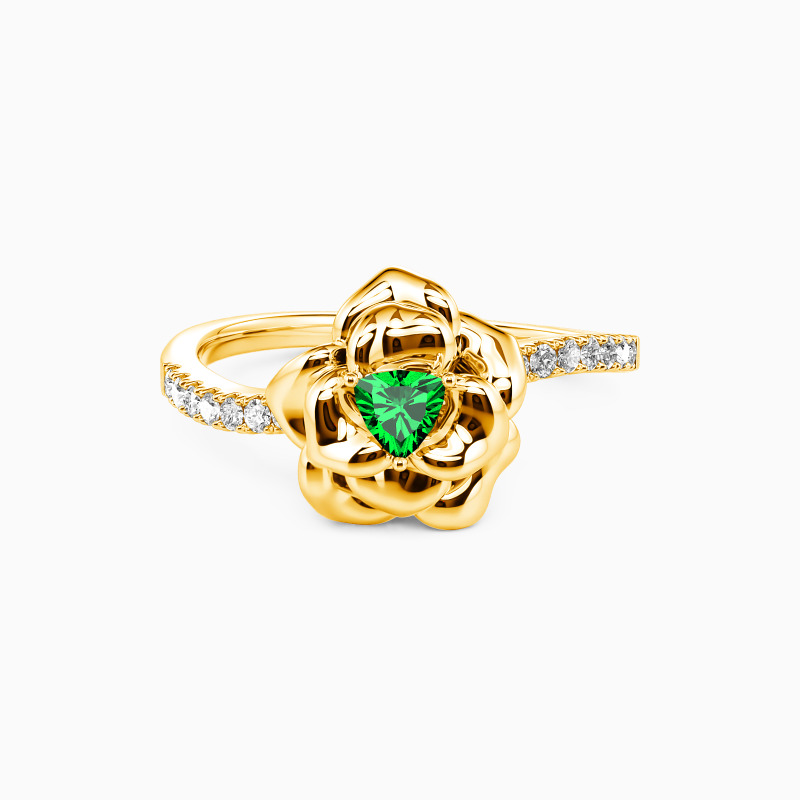 "The Romance Tale" Trillion Cut Side Stone Engagement Ring