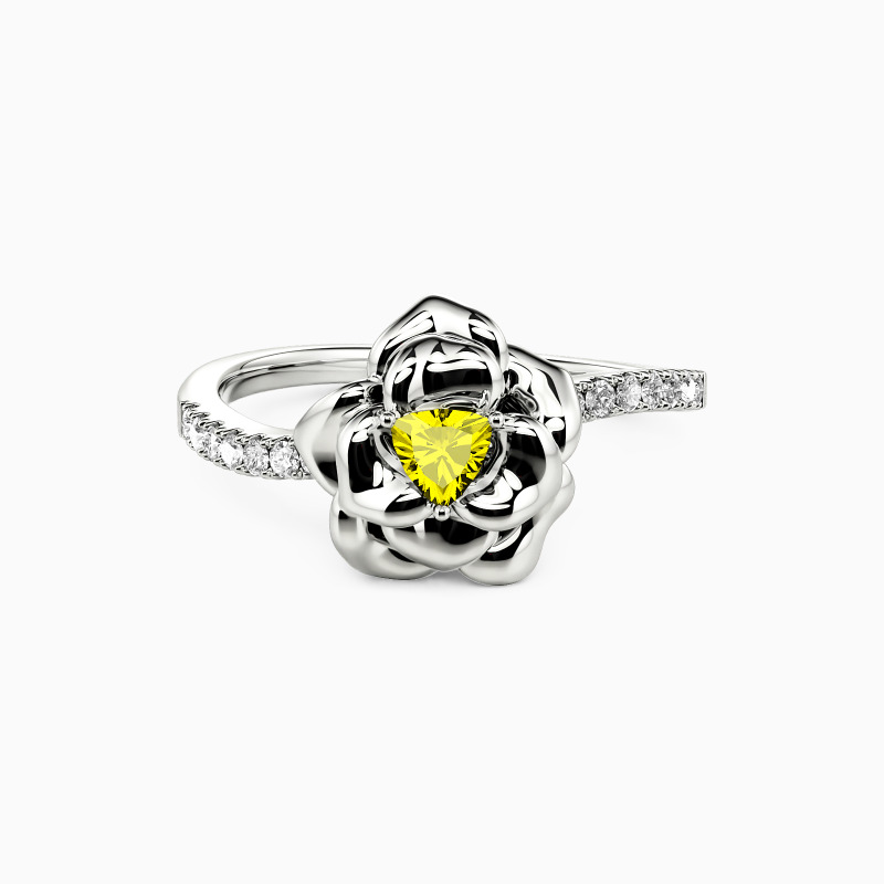 "The Romance Tale" Trillion Cut Side Stone Engagement Ring