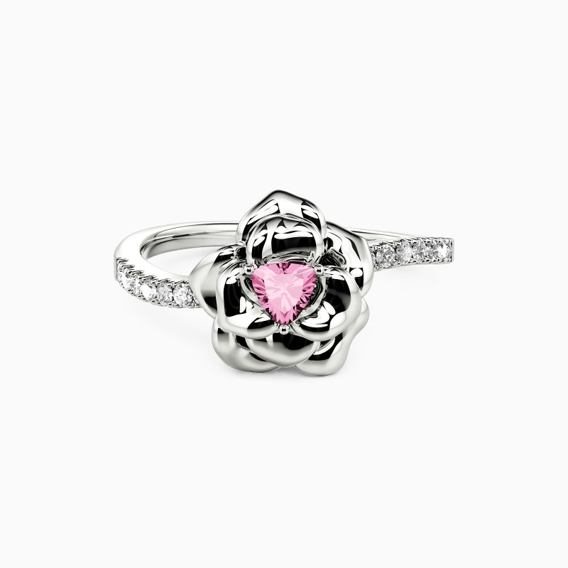 "The Romance Tale" Trillion Cut Side Stone Engagement Ring