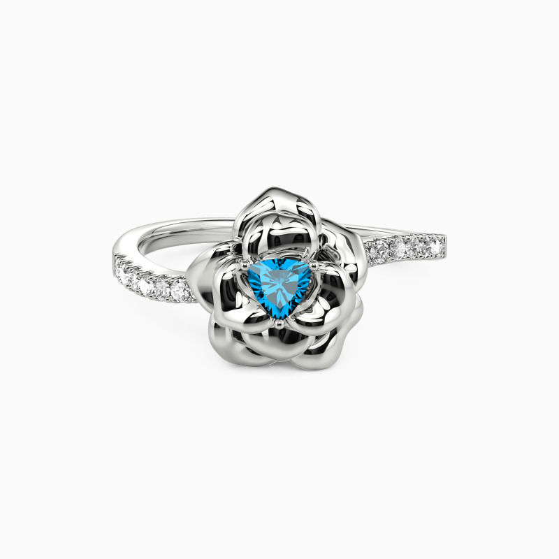 "The Romance Tale" Trillion Cut Side Stone Engagement Ring