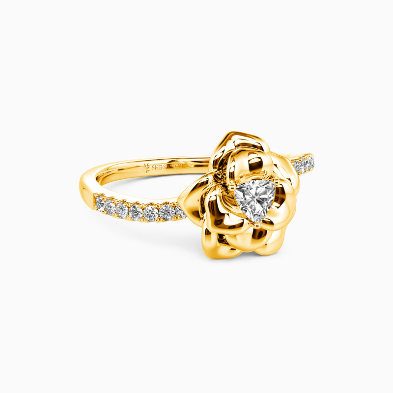 "The Romance Tale" Trillion Cut Side Stone Engagement Ring